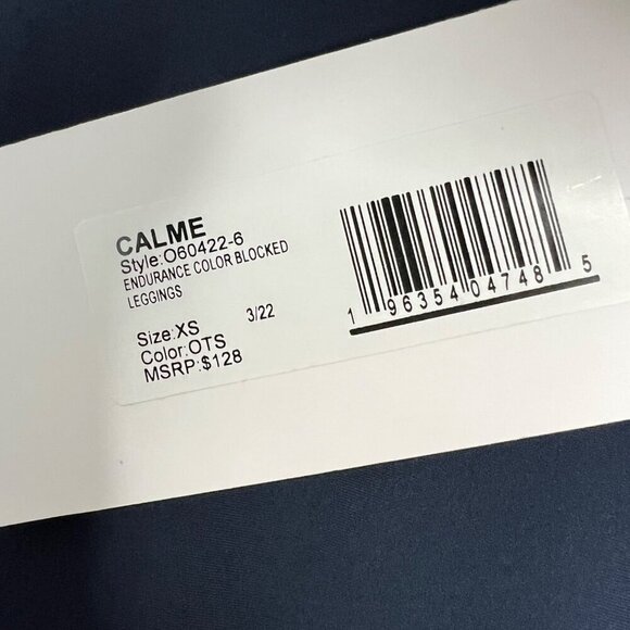 NWT Calme by Johnny Was Endurance Color Blocked Legging Navy Cream XS - Picture 3 of 11